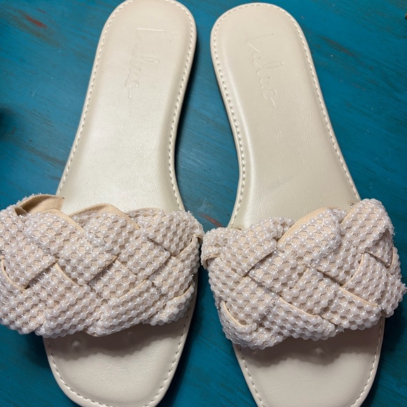 Lulus Shoes - Lulus Avalon Ivory Pearl Braided Flat Slide Sandals